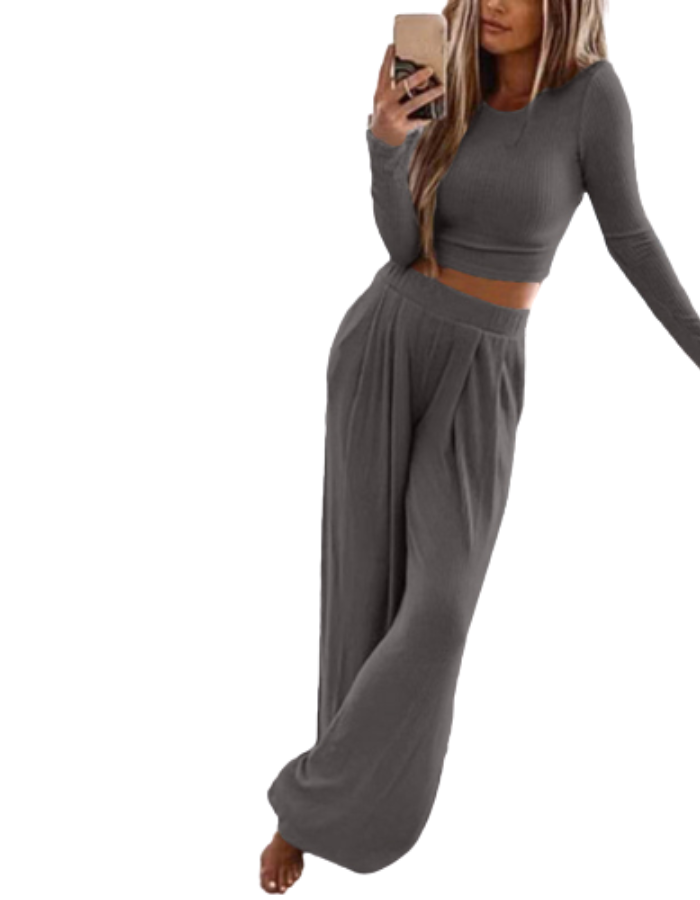 SHOPIQAT Knitted Casual Home Two-Piece Suit - Premium from shopiqat - Just $10.300! Shop now at shopiqat